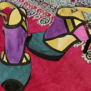 multi color high heels